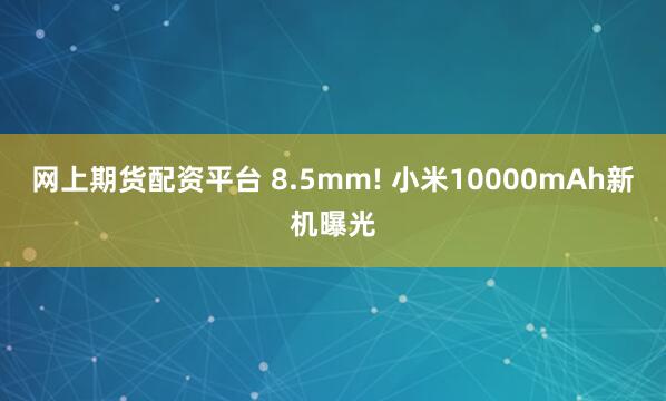 网上期货配资平台 8.5mm! 小米10000mAh新机曝光